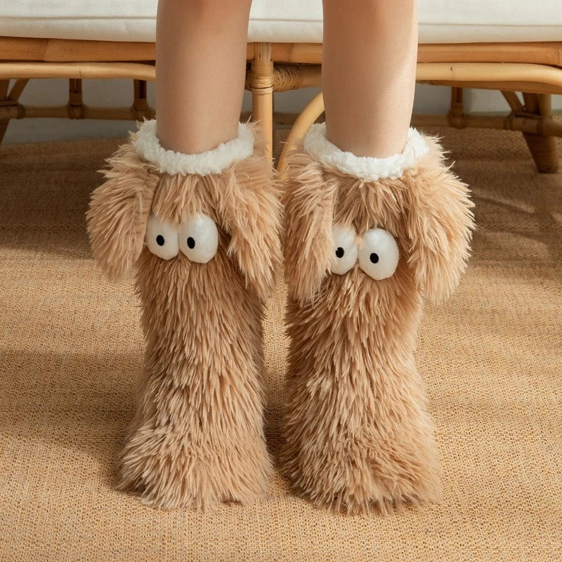 Dailyon Kawaii Puppy-Ear Winter Slipper Socks