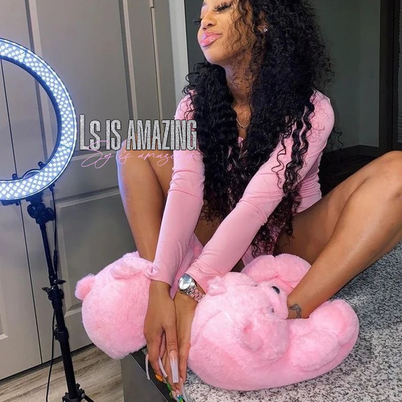 Dailyon Teddy Bear Plush Slippers