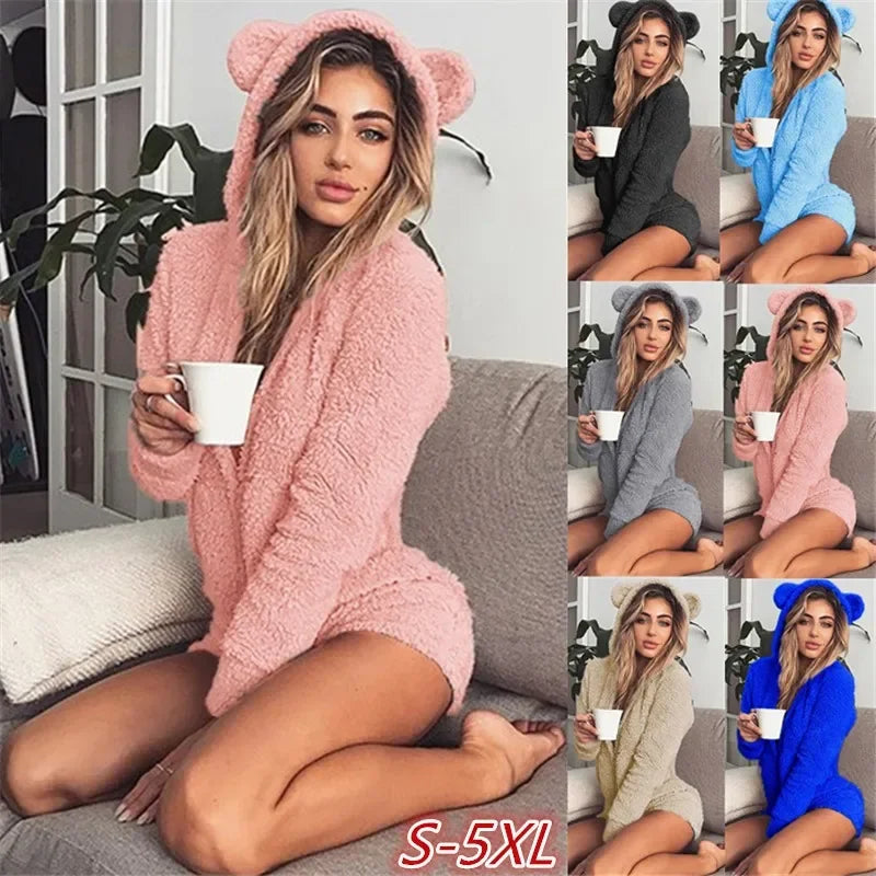 Dailyon Women’s Fluffy Cat Ear Pajama Set 2 piece