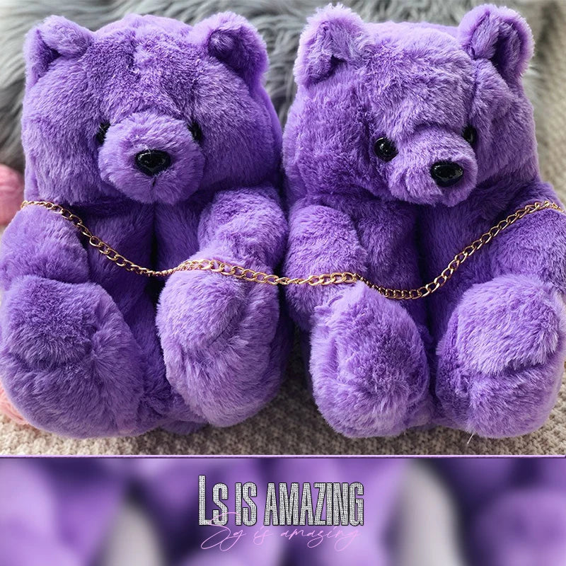 Dailyon Teddy Bear Plush Slippers